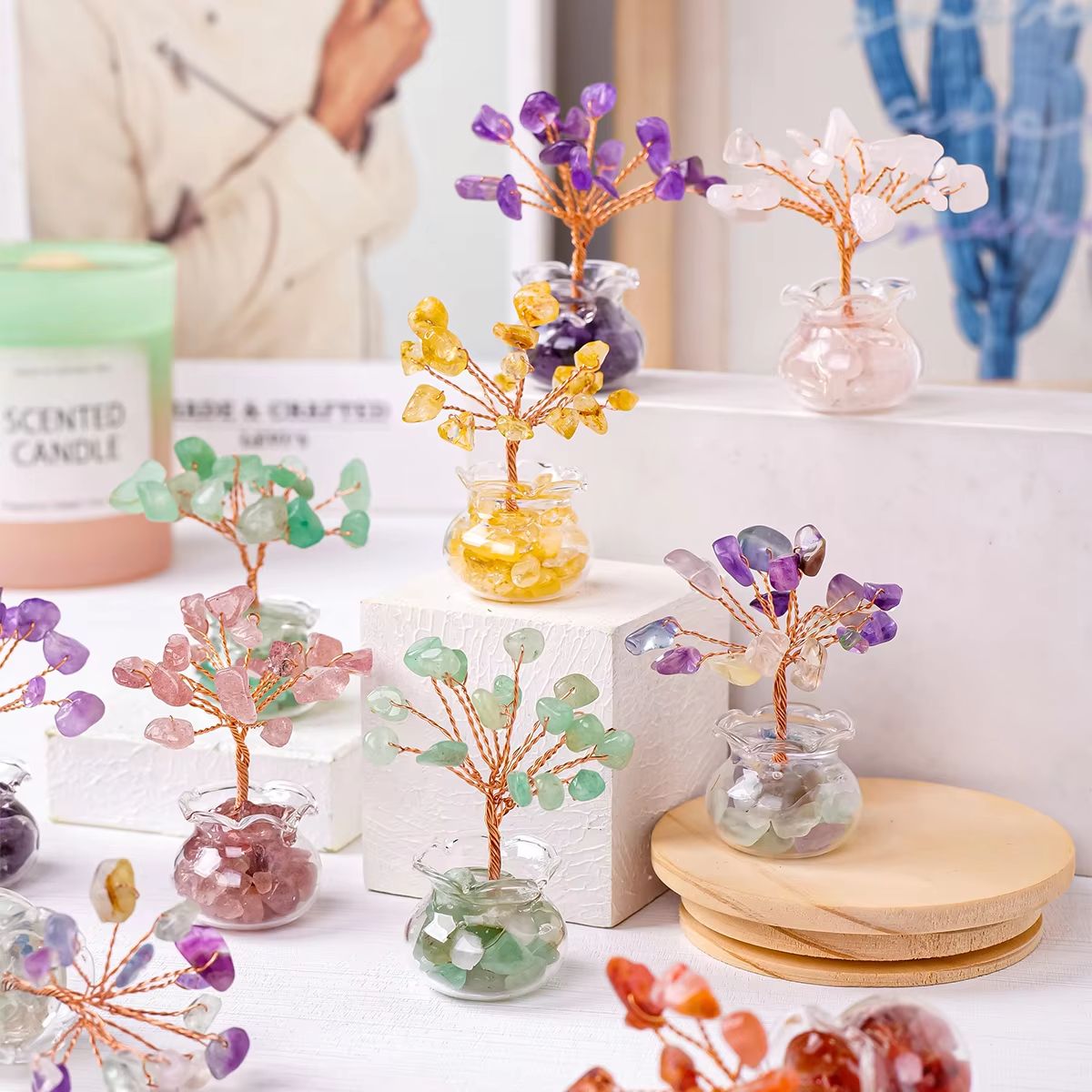 Natural Crystal Tree Bonsai  Reiki Healing Feng Shui Gemstone Tabletop Ornament For Positive Energy 2