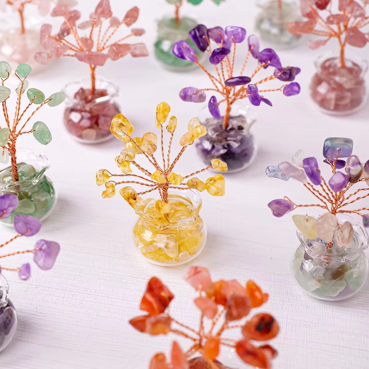 Natural Crystal Tree Bonsai  Reiki Healing Feng Shui Gemstone Tabletop Ornament For Positive Energy 5