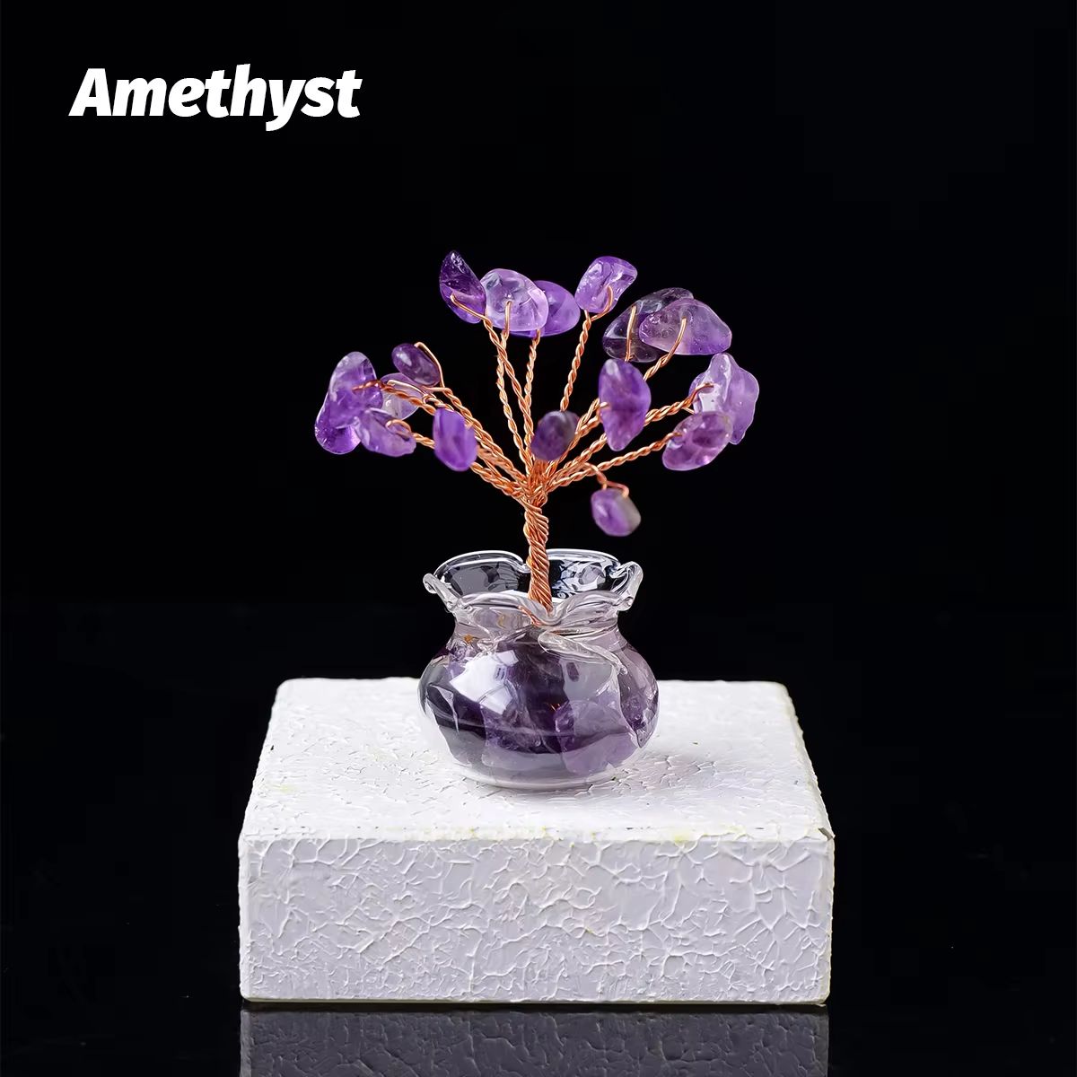 Natural Crystal Tree Bonsai  Reiki Healing Feng Shui Gemstone Tabletop Ornament For Positive Energy 6