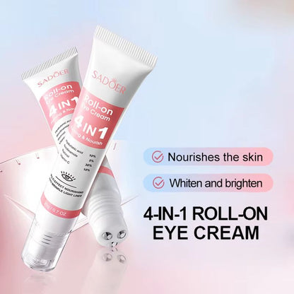 SADOER 4in1 Eye Cream RollOn  Anti Dark Circles Eye Bags  Firming Moisturizing Serum 3