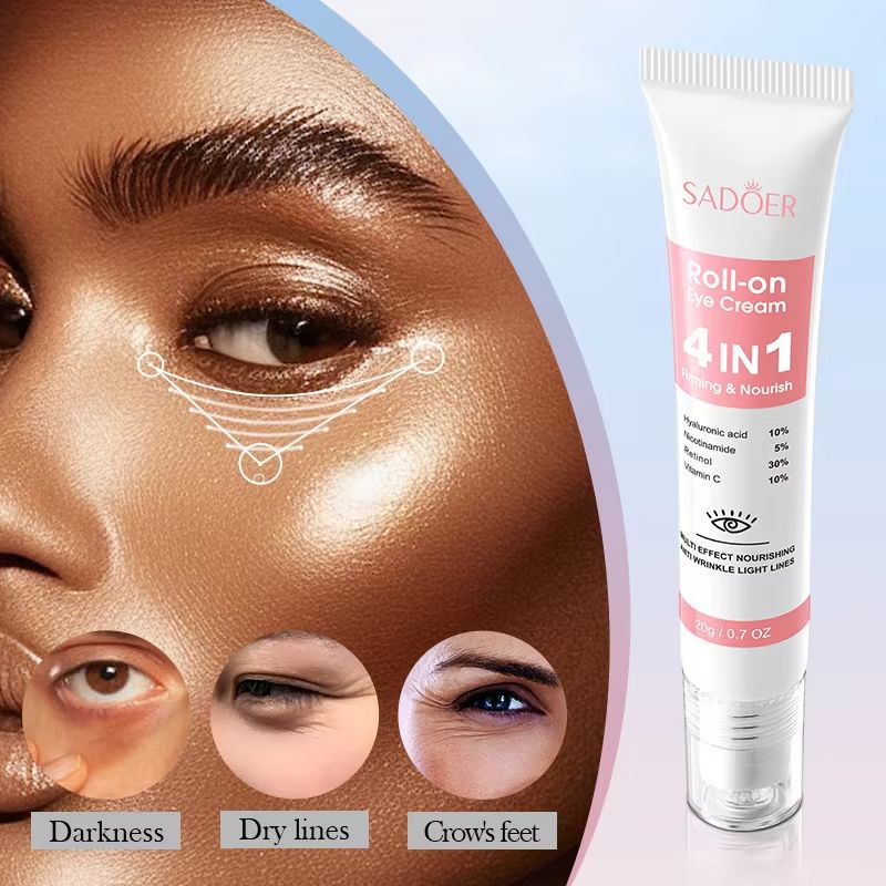 SADOER 4in1 Eye Cream RollOn  Anti Dark Circles Eye Bags  Firming Moisturizing Serum 4