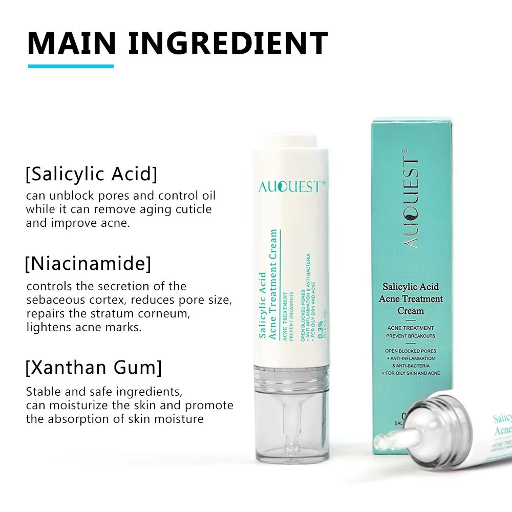 AUQUEST Salicylic Acid Acne Face Cream  Pore Refining  Blackhead Removal Niacinamide Moisturizer 3