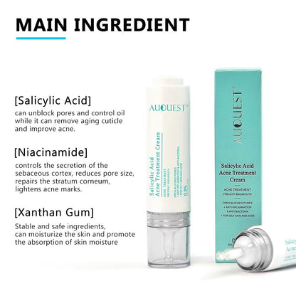 AUQUEST Salicylic Acid Acne Face Cream  Pore Refining  Blackhead Removal Niacinamide Moisturizer 3