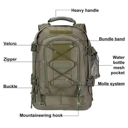 60L Tactical Backpack Expandable Military Hiking And Camping Rucksack 2