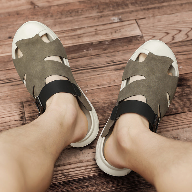 Mens Shoes, Summer Sandals for Men, Comfy Garden Clogs, Indoor Wrapped Toe, Closed Toe, Non-Slip Slippers