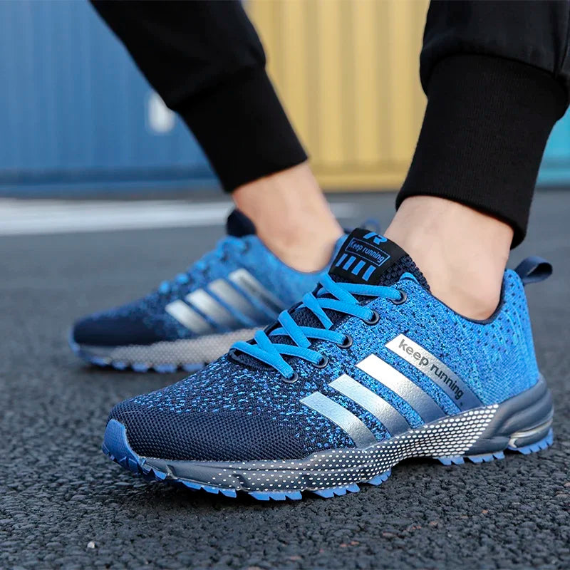 Fashion Men Sneakers, Breathable Mesh Comfortable Black Sports Shoes, Outdoor Casual Running Mens Shoe, Anti-Slip