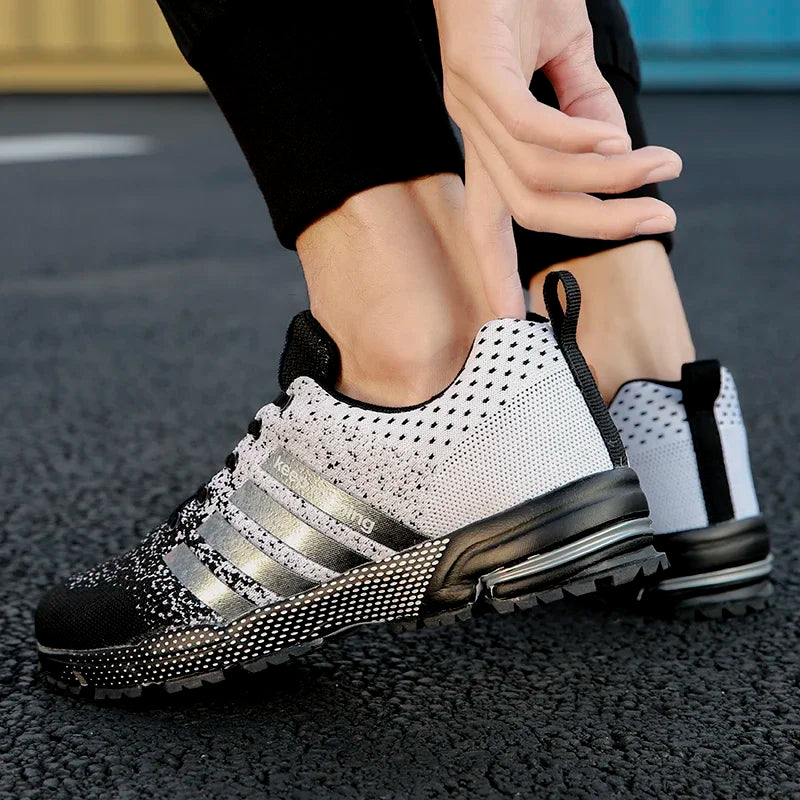Fashion Men Sneakers, Breathable Mesh Comfortable Black Sports Shoes, Outdoor Casual Running Mens Shoe, Anti-Slip