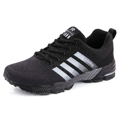Fashion Men Sneakers, Breathable Mesh Comfortable Black Sports Shoes, Outdoor Casual Running Mens Shoe, Anti-Slip