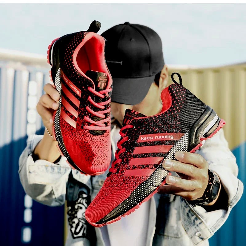 Fashion Men Sneakers, Breathable Mesh Comfortable Black Sports Shoes, Outdoor Casual Running Mens Shoe, Anti-Slip