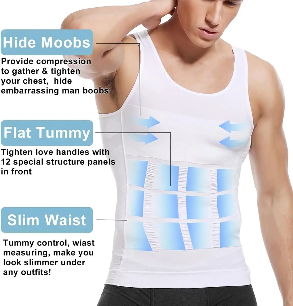 Mens Compression Shaper Vest Slim Fit Sleeveless Tummy Control Top 3