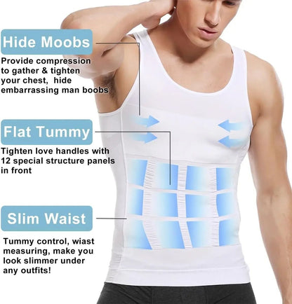 Mens Compression Shaper Vest Slim Fit Sleeveless Tummy Control Top 3