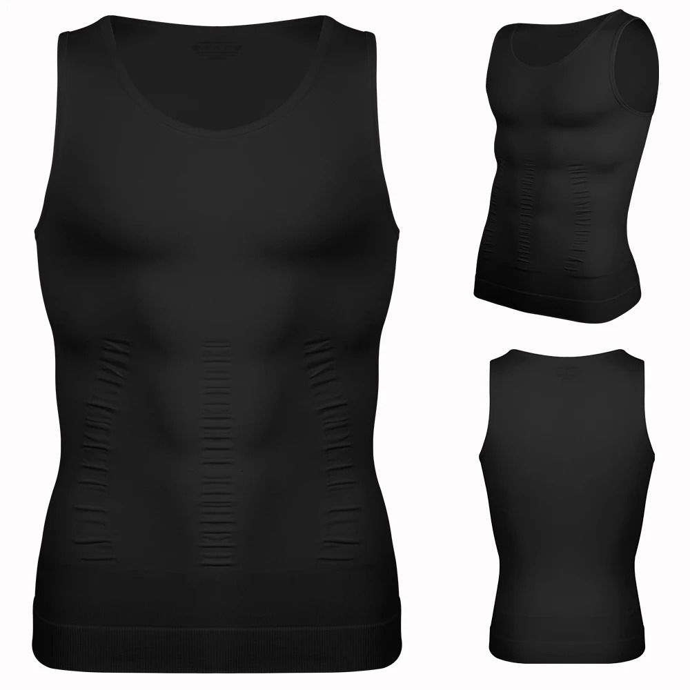 Mens Compression Shaper Vest Slim Fit Sleeveless Tummy Control Top 9