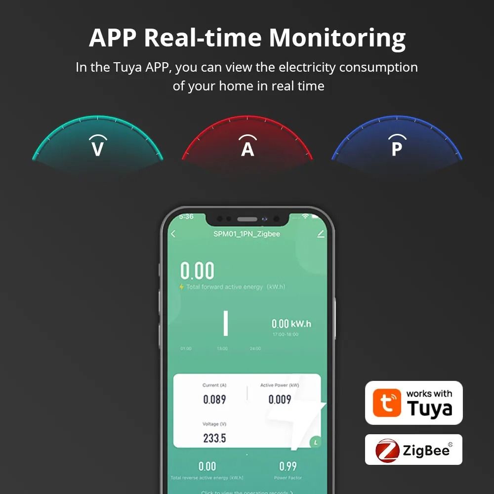Smart Energy Meter Zigbee WiFi Mini Electric Monitor With Real Time Measurement 3