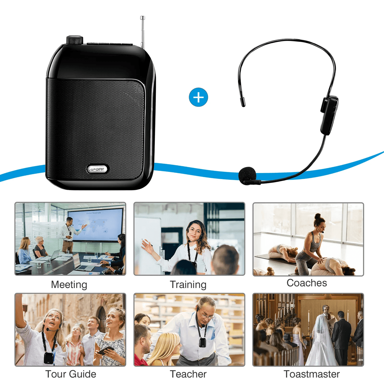Bluetooth Wireless Voice Amplifier with Microphone Portable Speaker for Teaching and Tours