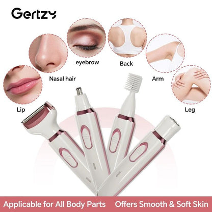 Rechargeable 4 In 1 Electric Razor For Women Face Nose Legs Underarm And Bikini Trimmer 5