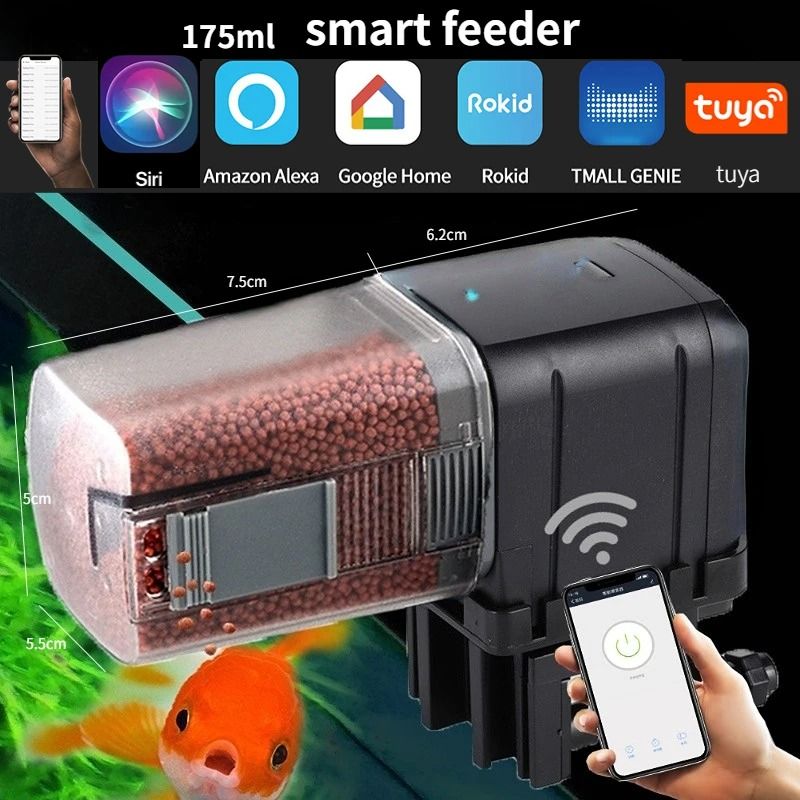 Automatic Aquarium Fish Feeder Smart WiFi App Control Voice Remote Fish Tank Feeding Dispenser 9