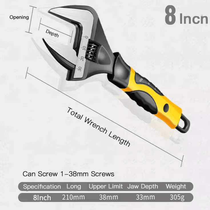 AIRAJ Adjustable Wrench Stainless Steel Universal Spanner For Plumbing And Household Repair 2