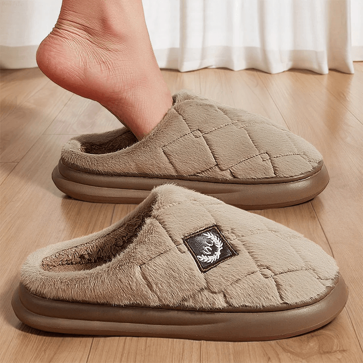 Mens Winter House Slippers Cozy Memory Foam Plush Non Slip Indoor Shoes 1