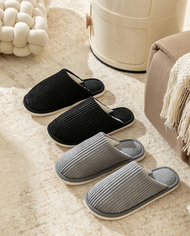 Mens Winter Plush Slippers Non Slip Indoor Comfort Shoes 2