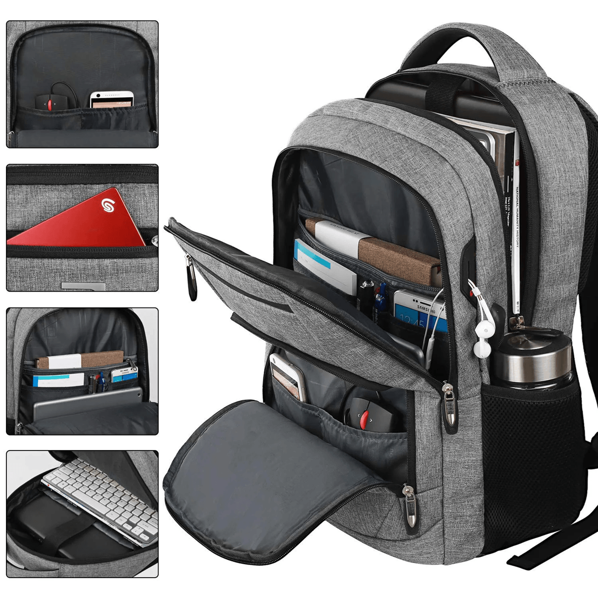 Mens Travel Backpack Waterproof Laptop and Camera Bag with Large Capacity