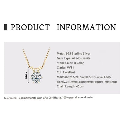RAPRGOLD Moissanite Solitaire Pendant Necklace  S925 Sterling Silver Jewelry For Women 1