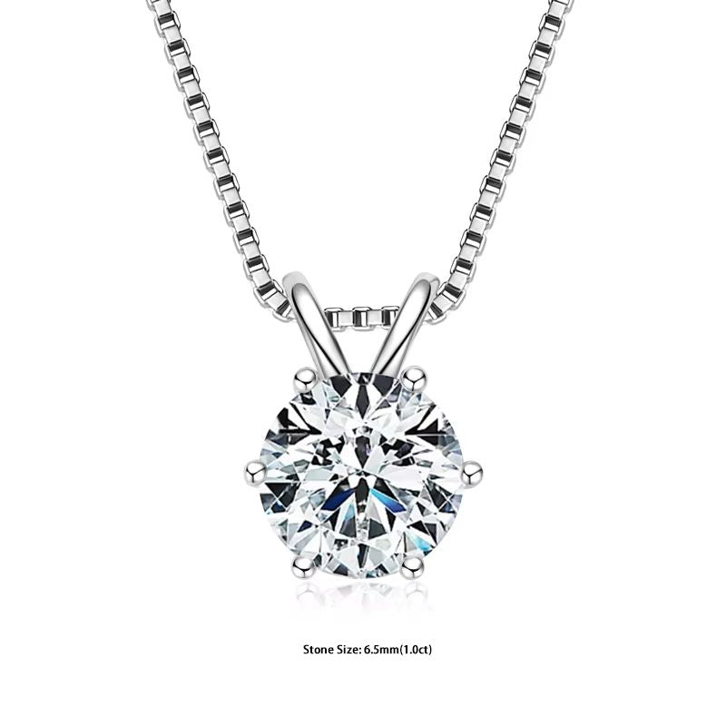 RAPRGOLD Moissanite Solitaire Pendant Necklace  S925 Sterling Silver Jewelry For Women 9