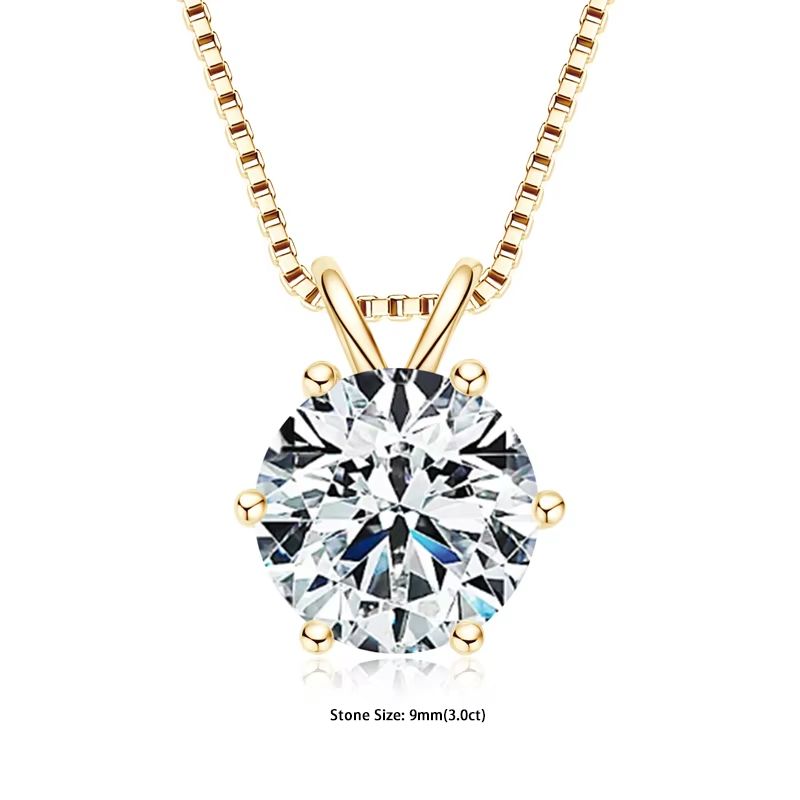 RAPRGOLD Moissanite Solitaire Pendant Necklace  S925 Sterling Silver Jewelry For Women 11
