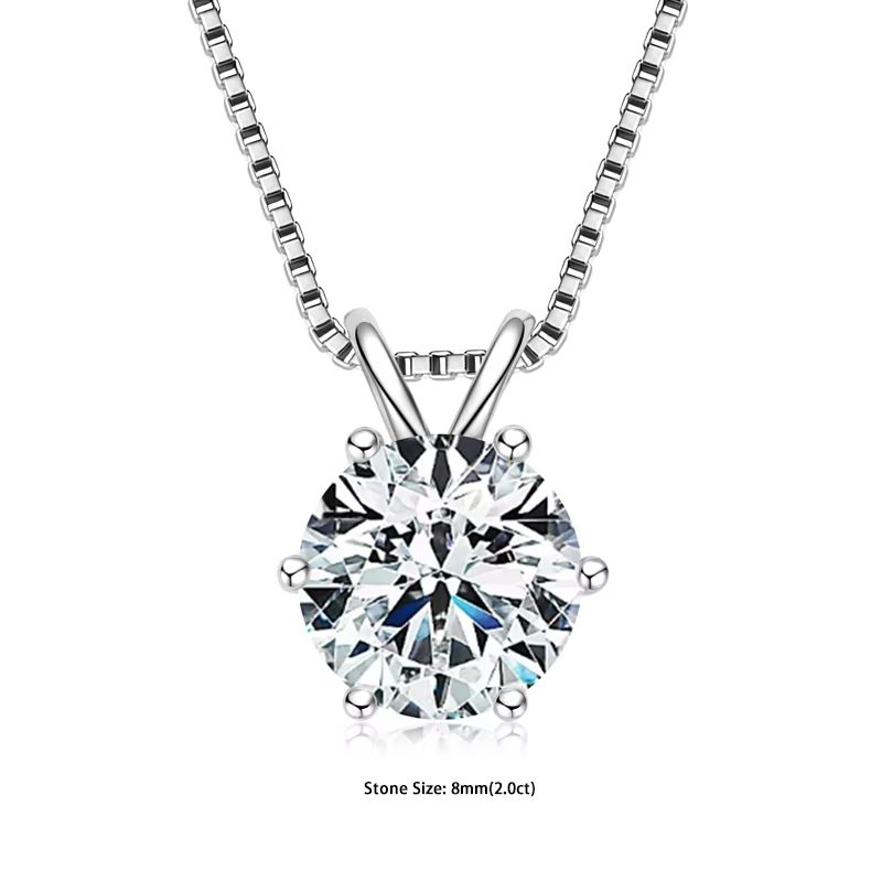 RAPRGOLD Moissanite Solitaire Pendant Necklace  S925 Sterling Silver Jewelry For Women 12