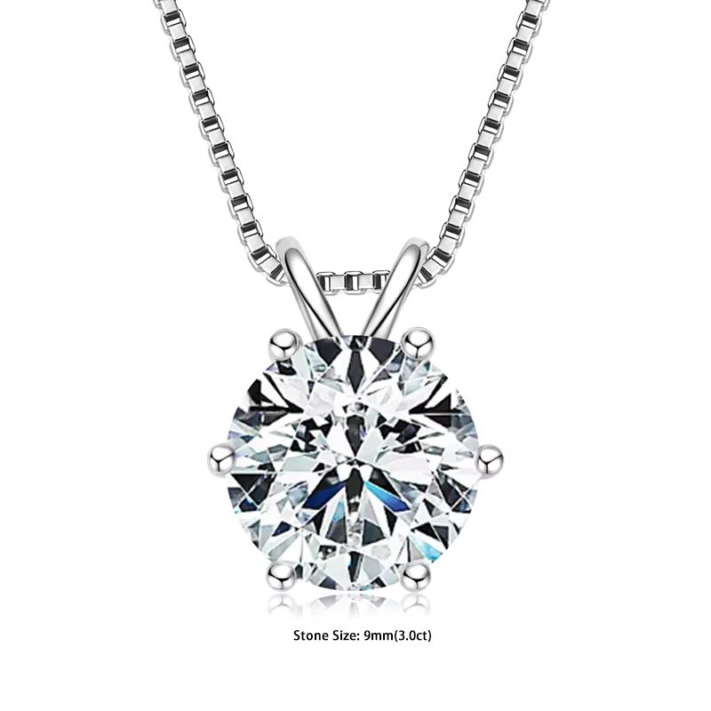 RAPRGOLD Moissanite Solitaire Pendant Necklace  S925 Sterling Silver Jewelry For Women 13
