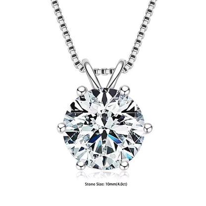RAPRGOLD Moissanite Solitaire Pendant Necklace  S925 Sterling Silver Jewelry For Women 14