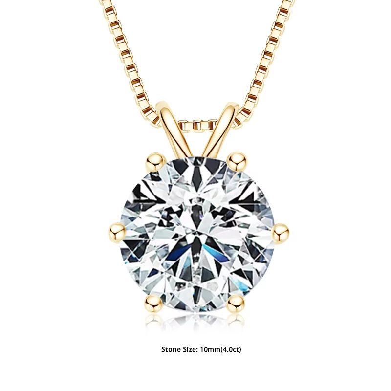 RAPRGOLD Moissanite Solitaire Pendant Necklace  S925 Sterling Silver Jewelry For Women 15