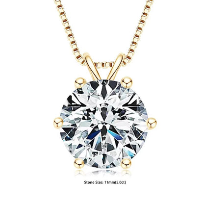 RAPRGOLD Moissanite Solitaire Pendant Necklace  S925 Sterling Silver Jewelry For Women 16