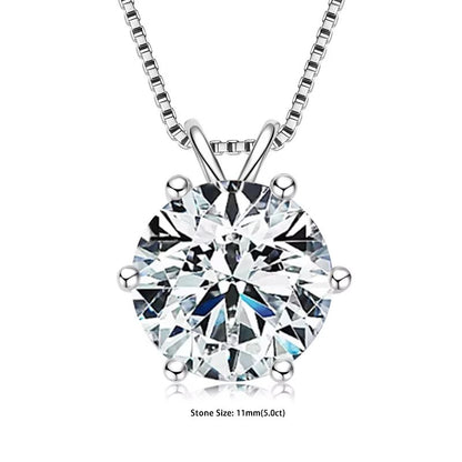 RAPRGOLD Moissanite Solitaire Pendant Necklace  S925 Sterling Silver Jewelry For Women 17