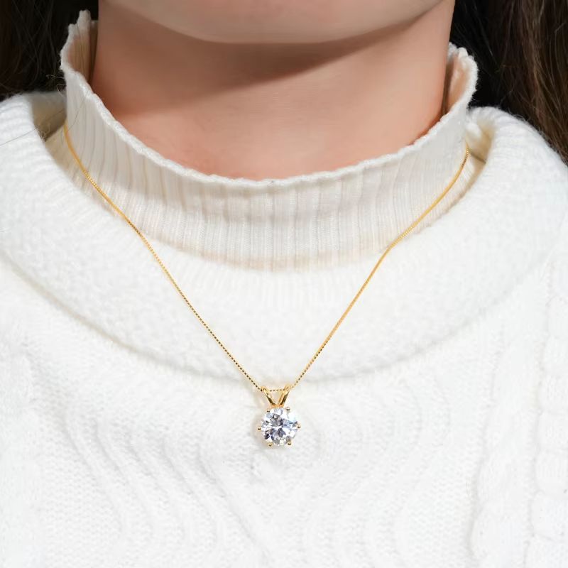 RAPRGOLD Moissanite Solitaire Pendant Necklace  S925 Sterling Silver Jewelry For Women 4