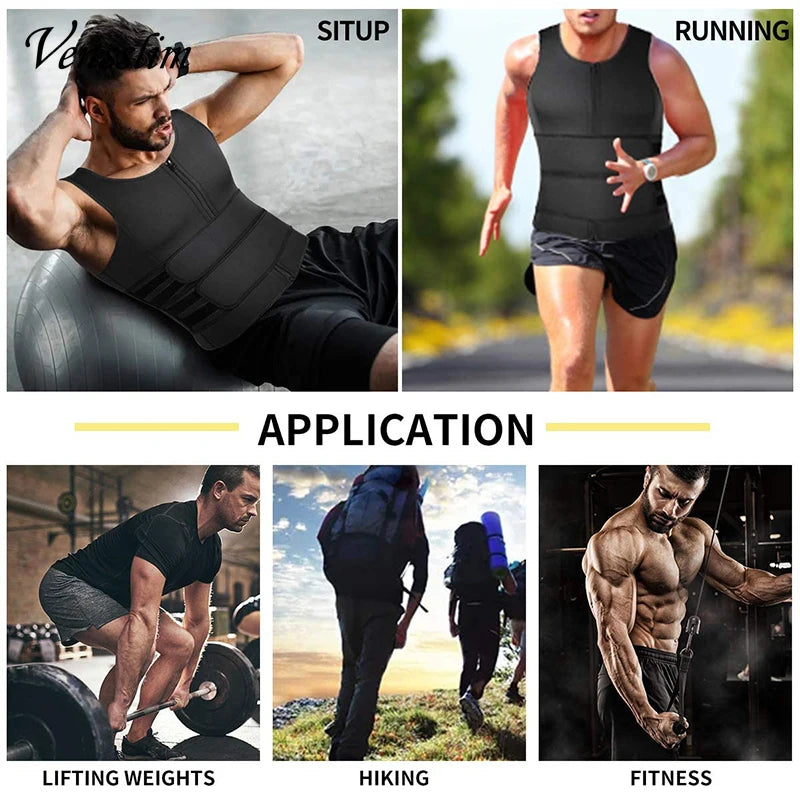 Vensslim Workout Tops Fat Burner Shapewear, Men Body Shaper Waist Trainer Vest Slimming Compression Undershirt Sauna