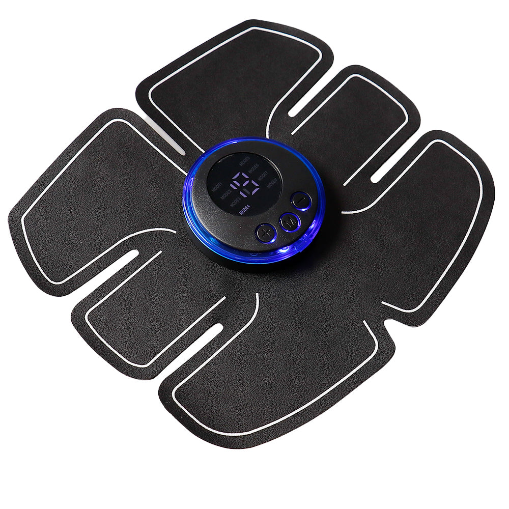 8-Mode Electrode ABS Stimulator, Fitness EMS Device Trainer, Abdominal Massager with 19-Gear Pad Adjustment
