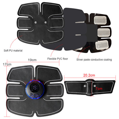 8-Mode Electrode ABS Stimulator, Fitness EMS Device Trainer, Abdominal Massager with 19-Gear Pad Adjustment