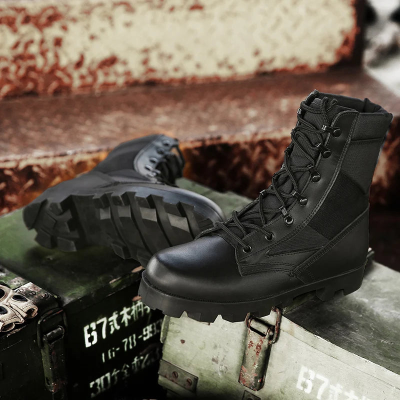 Tactical Boots for Men, Special Force Desert Boots, Outdoor Hiking Shoes, Work Safety Ankle Boots, Durable Military Comb