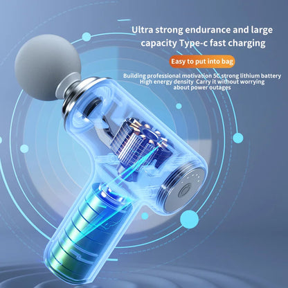 Electric Percussion Massager Body, Portable AI Fascial Massage Gun, 4 Replaceable Heads, LED Night Light for Deep