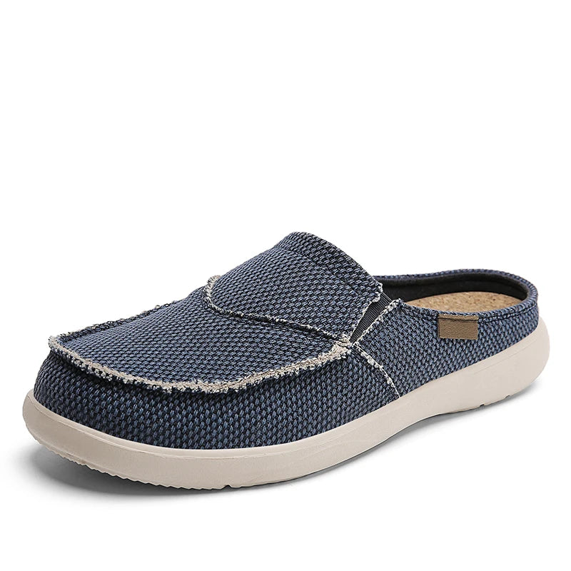 Breathable Lightweight Casual Slippers For Men Summer Canvas Slip On Half Shoes Big Size Zapatillas 7