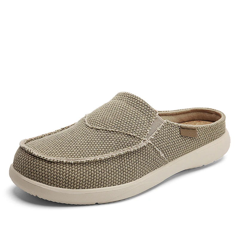 Breathable Lightweight Casual Slippers For Men Summer Canvas Slip On Half Shoes Big Size Zapatillas 8