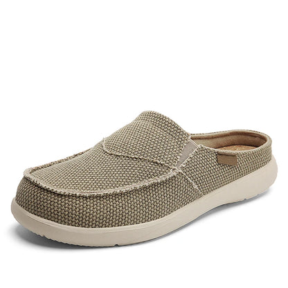 Breathable Lightweight Casual Slippers For Men Summer Canvas Slip On Half Shoes Big Size Zapatillas 8