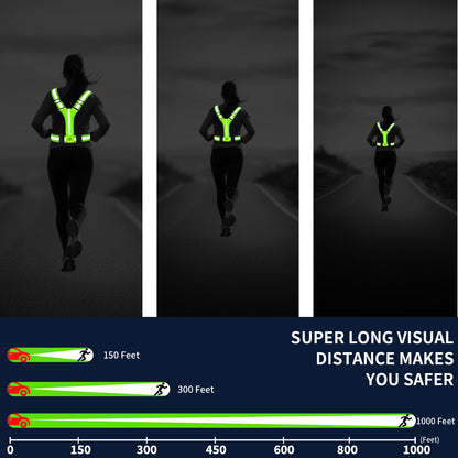 360° Reflective Safety Vest with LED Lights, Rechargeable High Visibility Vest for Night Sports, Running, Riding & Work