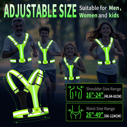 360° Reflective Safety Vest with LED Lights, Rechargeable High Visibility Vest for Night Sports, Running, Riding & Work