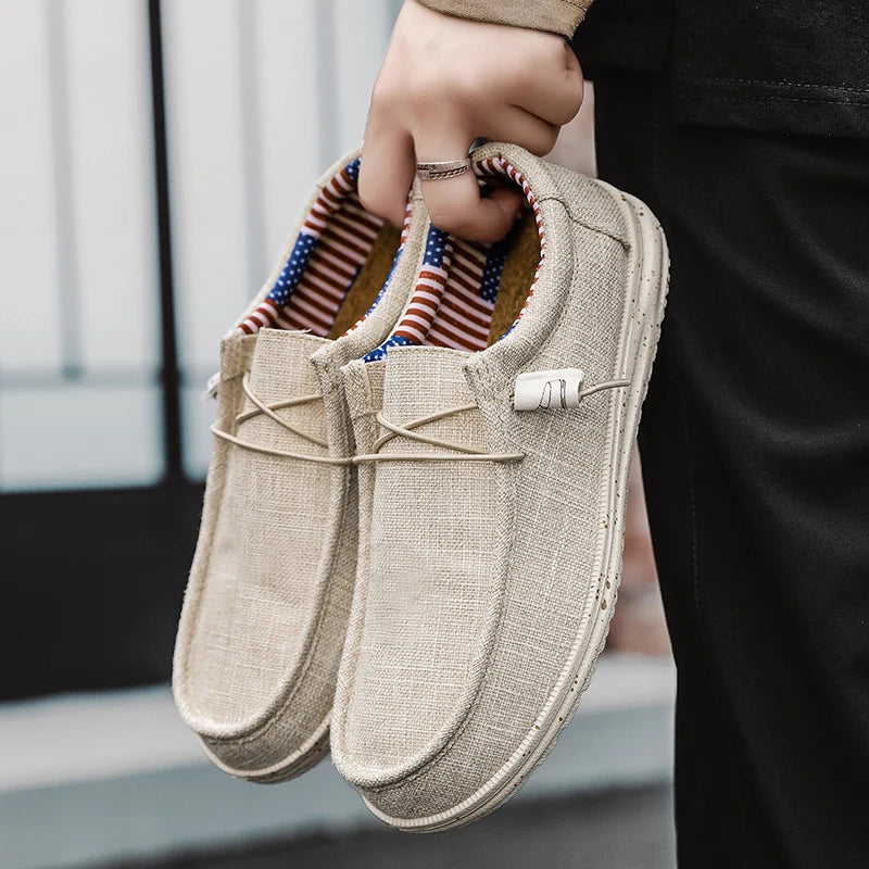 Comfortable Men Casual Shoes Slip On Canvas Loafers Non Slip Soft Moccasins Summer Walking Flats Sn 1