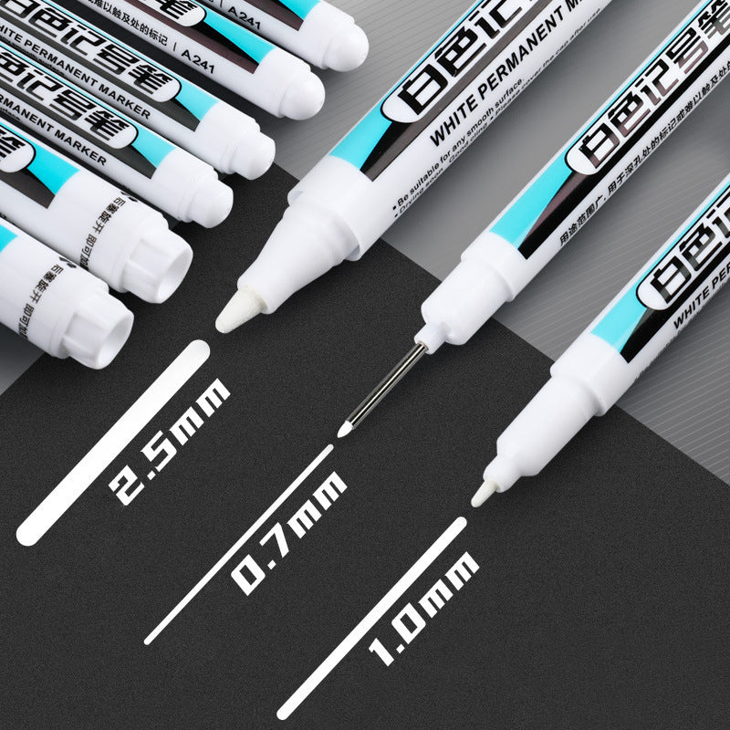 White Marker, Waterproof Oily Fine Tip Pen, Non Fading Glass, Tire, Greeting Card, Courier Highlighter