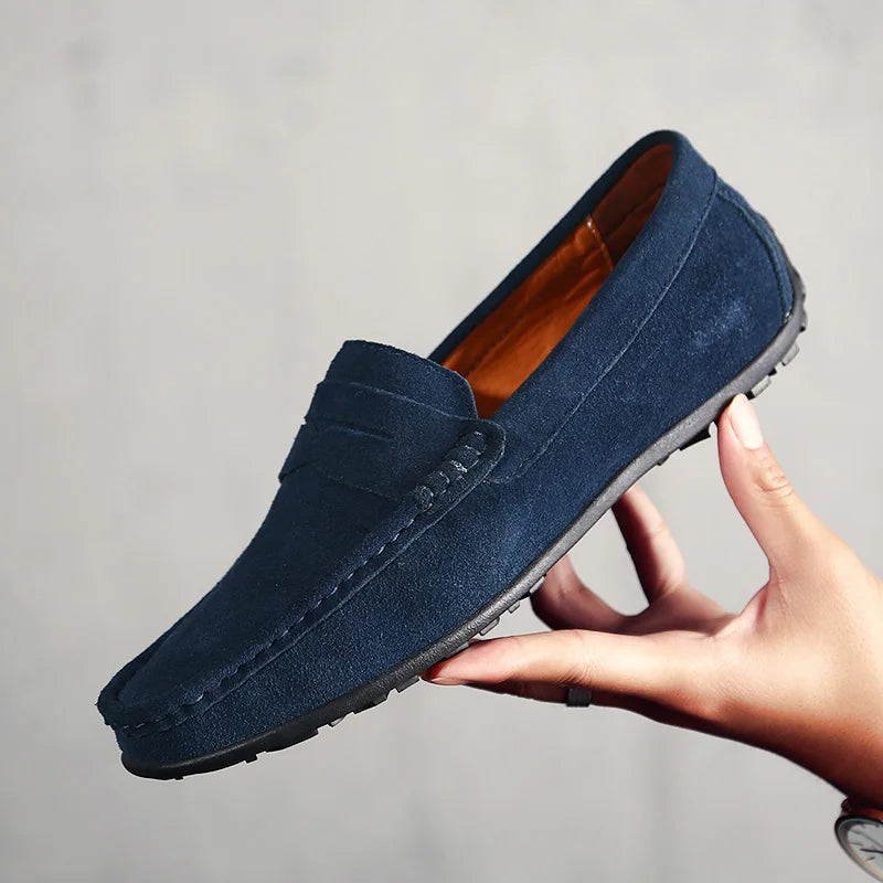 Handmade Suede Genuine Leather Mens Loafers, Men Casual Shoes, Fashion Men Shoes, Moccasins Slip On Mens Flats, Comfort