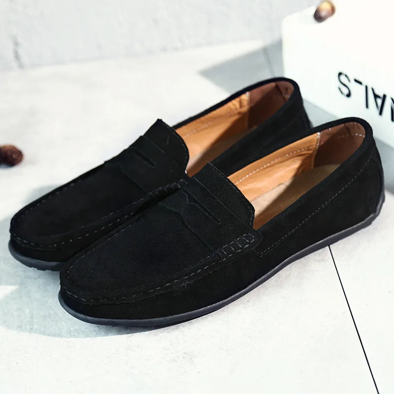 Handmade Suede Genuine Leather Mens Loafers Men Casual Shoes Fashion Men Shoes Moccasins Slip On Me 5