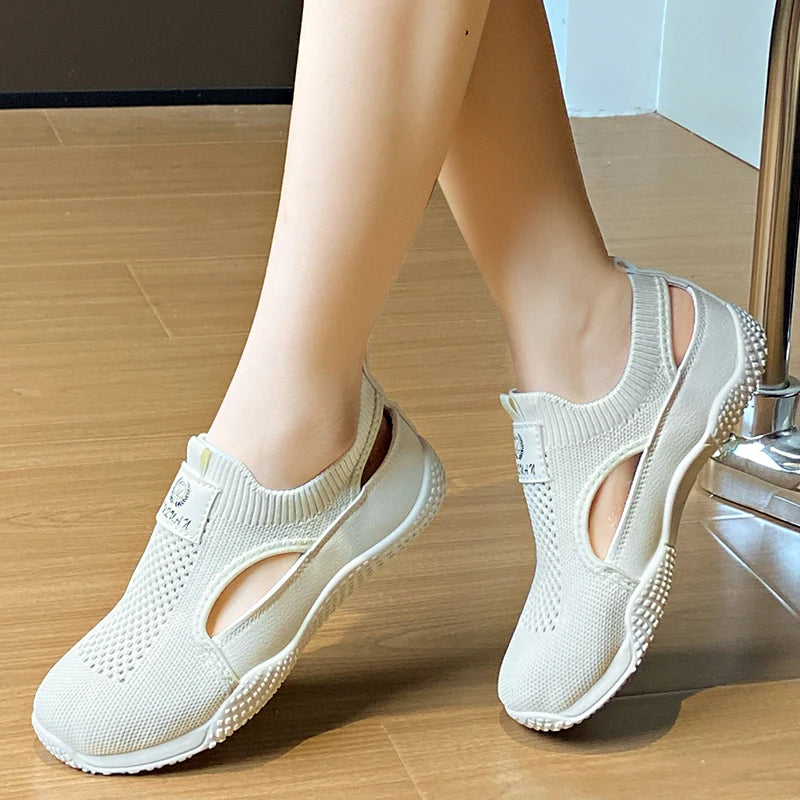 New Summer Trendy Mesh Sandals, Hollow Breathable Casual Board Shoes, Thick Sole Versatile Women's Vulcanized Shoes