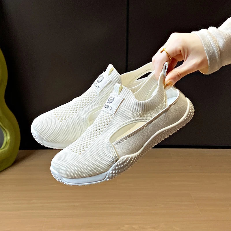 New Summer Trendy Mesh Sandals Hollow Breathable Casual Board Shoes Thick Sole Versatile Womens Vul 2
